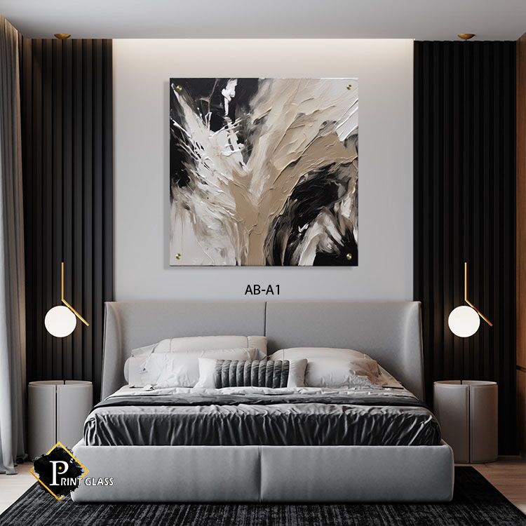 תמונת אבסטרקט לסלון בגוונים חום שמנת