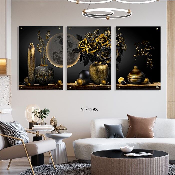 תמונות בחלקים לסלון מזכוכית של אגרטלים מזהב