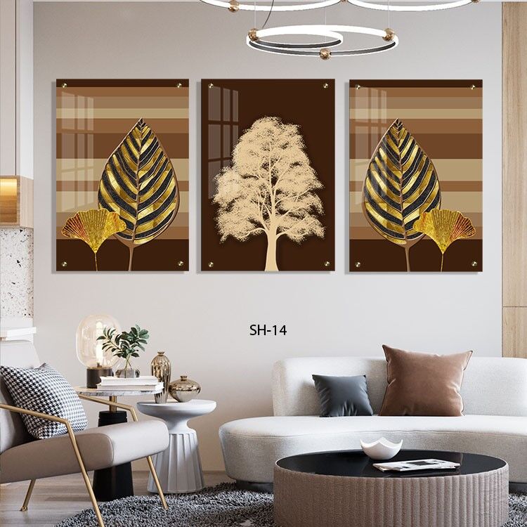 תמונות זכוכית לסלון של עצים ברונזה