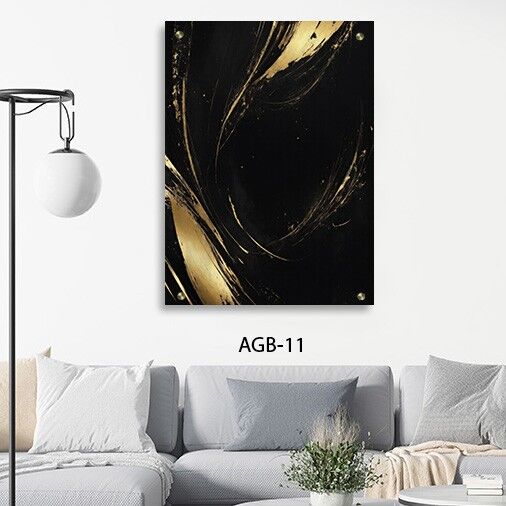 תמונת זכוכית לסלון זהב שחור