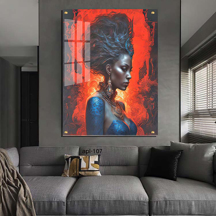 תמונת זכוכית לחדר השינה אשת האש