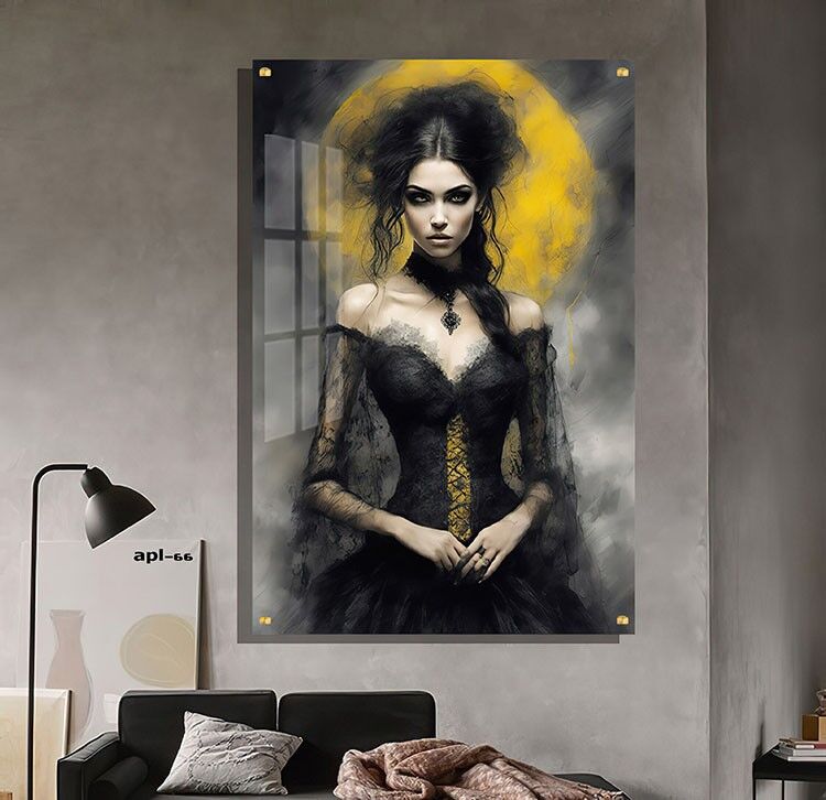 תמונת זכוכית לחדר השינה האישה והירח