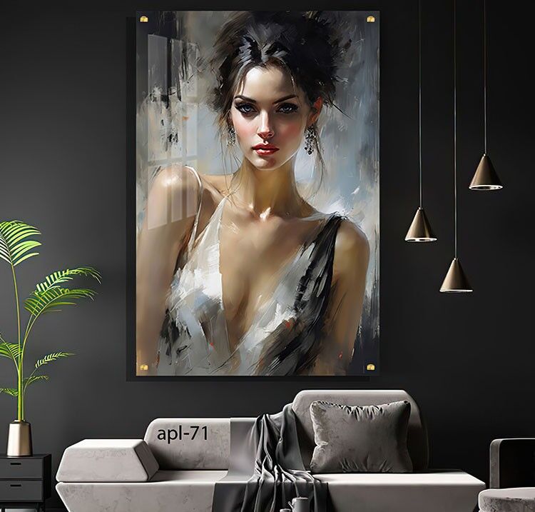 תמונה לחדר השינה אישה בגווני שחור ולבן