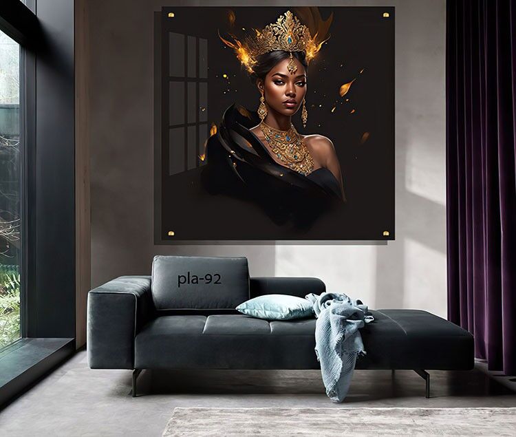 תמונה מזכוכית לחדר השינה אישה עם כתר זהב