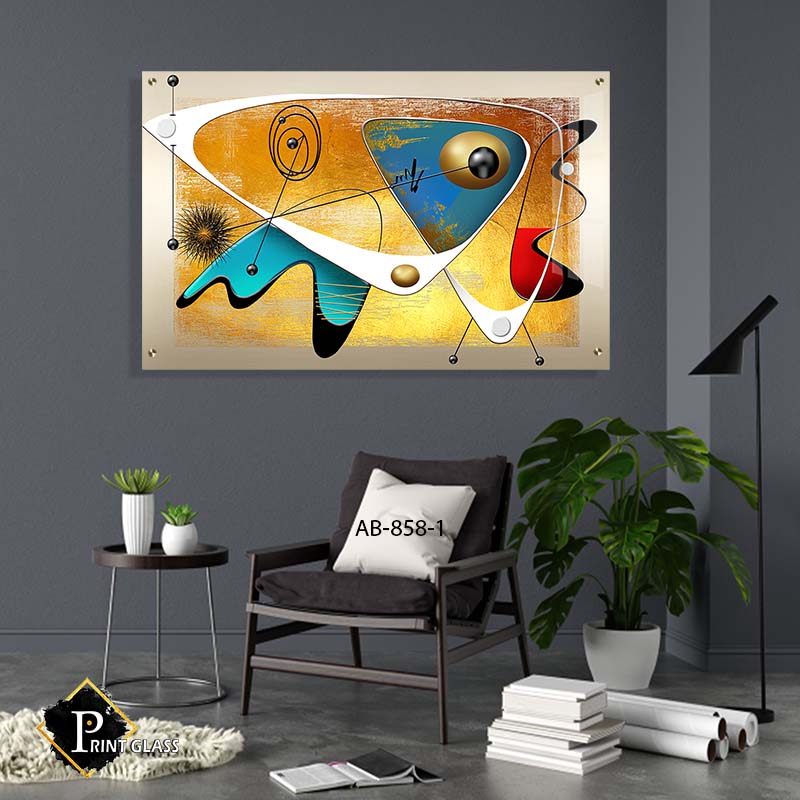 תמונת זכוכית למשרד אבסטרקט זהב כחול