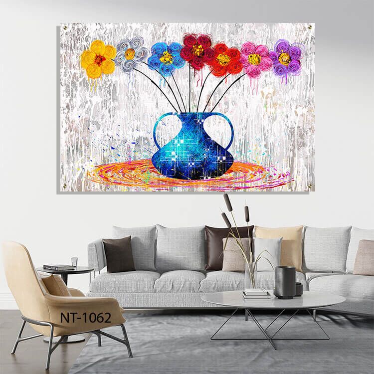 תמונת זכוכית לסלון פרחים צבעוניים