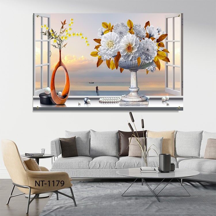 תמונה לפינת אוכל זר ונוף ים