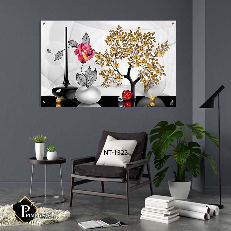 תמונה למשרד פרח ורד ועץ מוזהב