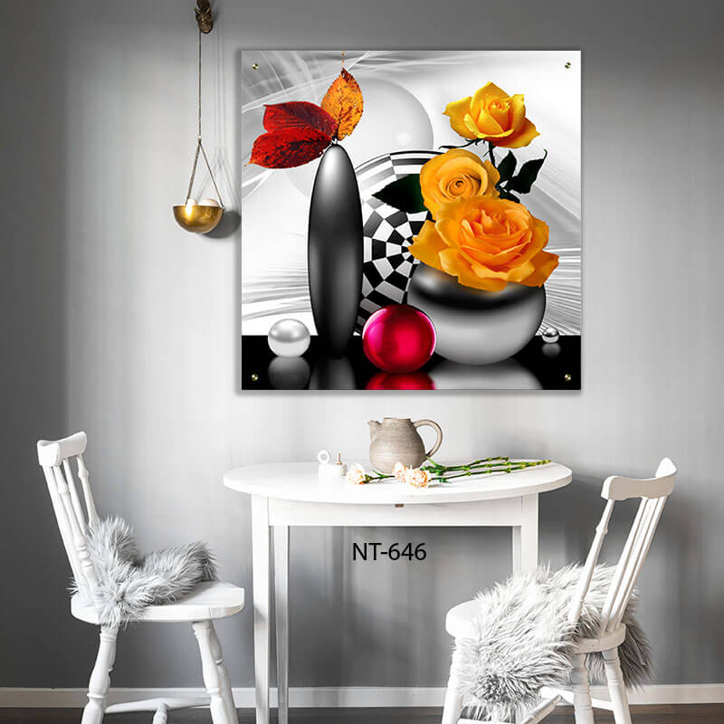 תמונת זכוכית למטבח ורדים צהובים