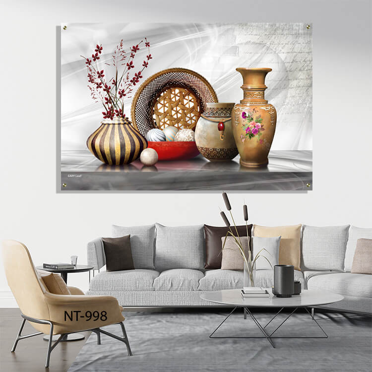 תמונת זכוכית לסלון אגרטלים קלאסיים