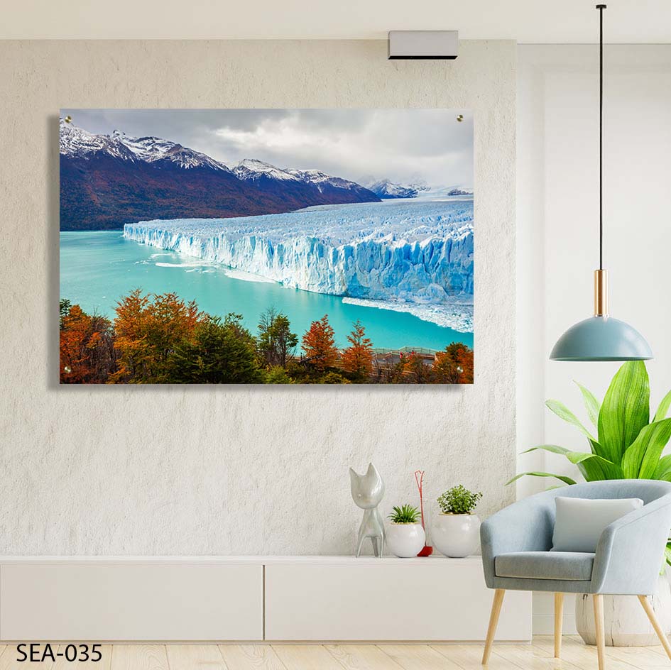 תמונה לסלון של נוף קרחון כחול והרים מושלגים