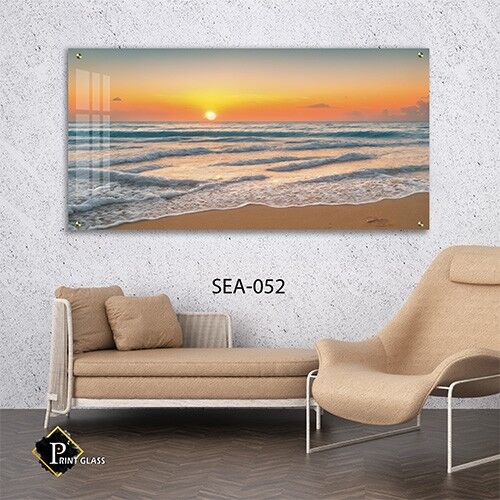 תמונה לסלון של שקיעה חמימה מעל חוף ים רגוע