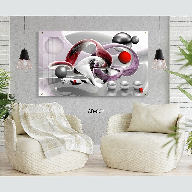 תמונה לסלון של אבסטרקט בגווני אדום כסוף ולבן