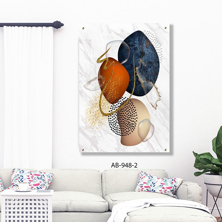 תמונה לסלון של אבסטרקט בכחול זהב וחום