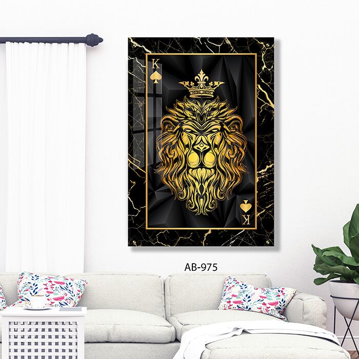 תמונה לסלון של קלף מלך עם ראש אריה מוזהב