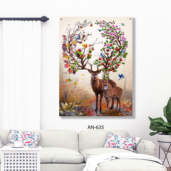 תמונה לסלון של איילים קרניים צבעוניים