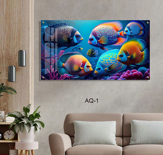 תמונה לסלון של קבוצת דגי אלמוגים צבעוניים