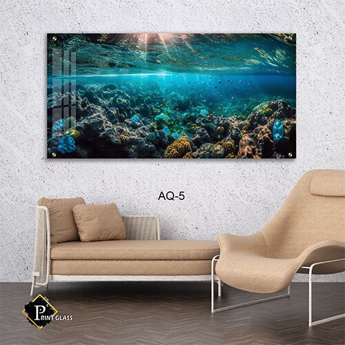 תמונה לסלון של נוף תת ימי בשונית סלעים עם אור שמש