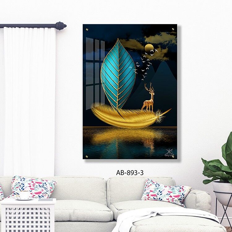 תמונה לסלון של אייל על נוצה זהובה עם עלה כחול