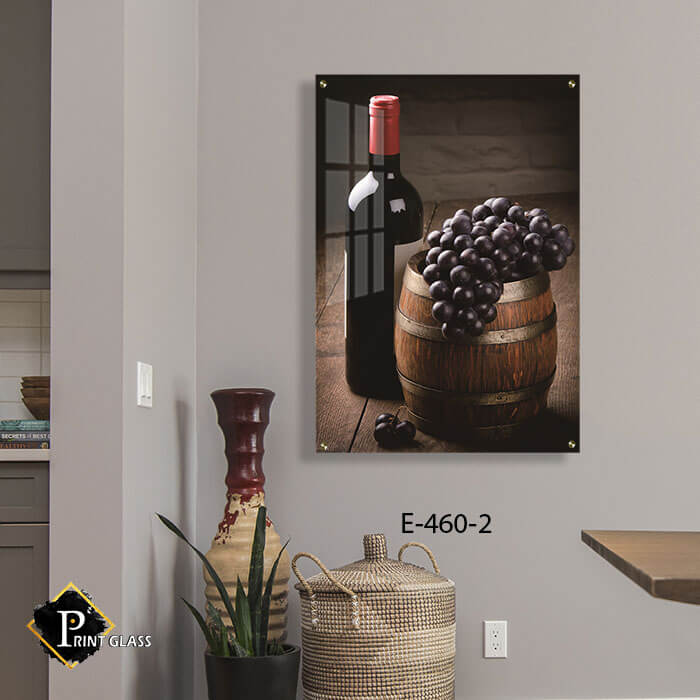 חבית של יין - תמונת על זכוכית לסלון או לפינת האוכל