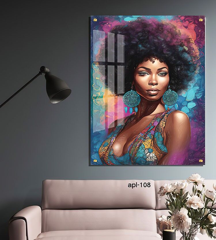 תמונת זכוכית לחדר השינה אפריקאית מהסבנטיז